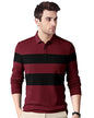 EYEBOGLER Polo Neck Full Sleeve Printed Casual Men Tshirt Wine Red Black