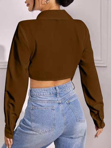 Greciilooks WomenS Regular Fit Western Shirt (Gl-W1915_Brown