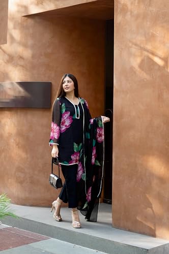 ANNI DESIGNER Women's Cotton Blend Printed Kurta with Pant & Dupatta Co-ord Set