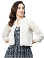 Aarika Women's Cotton Blend Short Length Ethnic Jacket (Cream_Small)