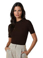 KOTTY Womens Slim Fit Half Sleeve Ribbed T-Shirt(Brown_S)