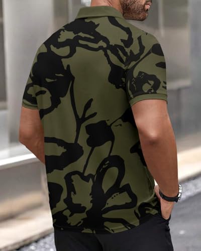 Noble Monk MenS Animal Print Regular Fit T-Shirt (T693_Nm_Olive Green