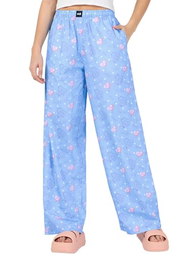 Bewakoof Official Garfield Merchandise WomenS All Over Printed Wide Leg Poplin Pyjama_685252_Blue_2Xl