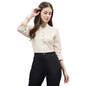 Style Quotient Women Solid Beige Linen Puff Sleeve Rrgular Formal Shirt