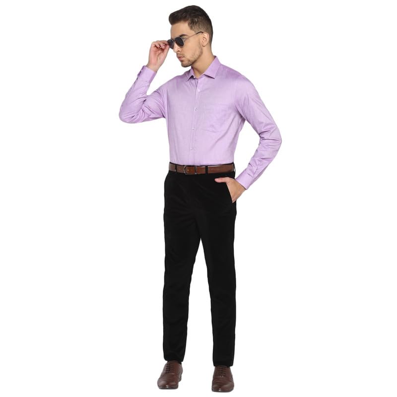 Turtle Men 100% Cotton Purple Solid Slim Fit Full Sleeve Formal Shirt