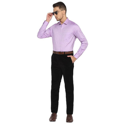 Turtle Men 100% Cotton Purple Solid Slim Fit Full Sleeve Formal Shirt