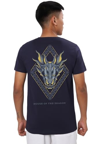 Bewakoof Official House of The Dragon Merchandise Mens Graphic Printed Regular Fit T-Shirt_540006_Blue_L