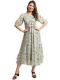 Tee Projekt Women Stylish Floral Maxi Dress| Short-Long Dress | Floral Print Olive
