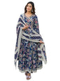Varanga Women Ethnic Jaipuri Floral Printed Angrakha Anarkali Kurta With Trouser & Dupatta