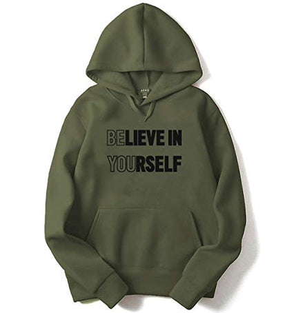 ADRO Believe in Yourself Design Printed Hoodies/Sweatshirts for Men & Women (H20-M-YOU-OL_Olive_XL)