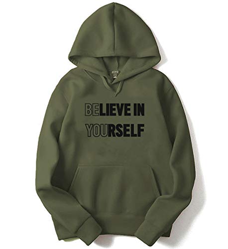 ADRO Believe in Yourself Design Printed Hoodies/Sweatshirts for Men & Women (H20-M-YOU-OL_Olive_XL)