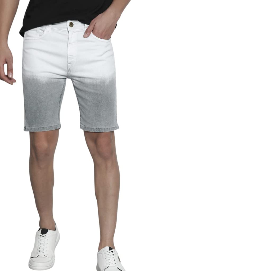 The Indian Garage Co Men Slim Fit Two Toned Mid-Rise Denim Shorts