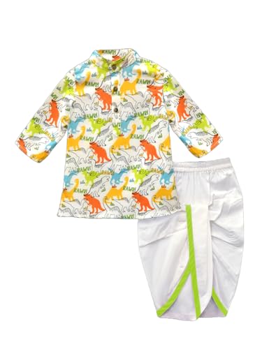 A.T.U.N. (ALL THINGS UBER NICE) Dianosaur Print Kurta & Dhoti Set