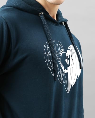 ADRO Men's Hoodie | Printed Cotton Hoodie | Teal Blue | Size 36 | Model H24-DEVI-SB
