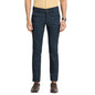 Turtle Men Cotton Stretch Navy Blue Striped Narrow Fit Flat Front Casual Trouser