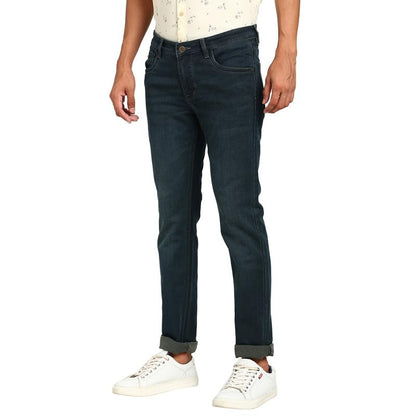 Turtle Men Cotton Stretch Solid Narrow Fit Dark Green Jeans