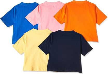 T2F Girls Cotton Printed Oversized Fit Crop Top (Pack of 5),Multicolour,6-7 Years