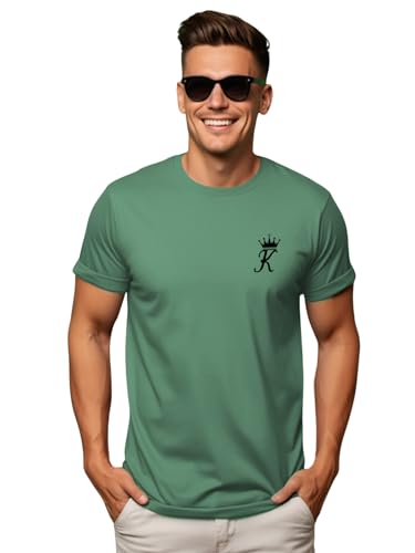 ADRO Men's Solid Regular Fit T-Shirt (RN24-STICK-KK-PT_Pista