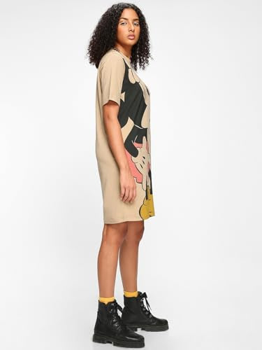 Bewakoof Official Disney Merchandise WomenS Graphic Printed Oversized Fit Half Sleeve Round Neck Cotton T-Shirt Above The Knee