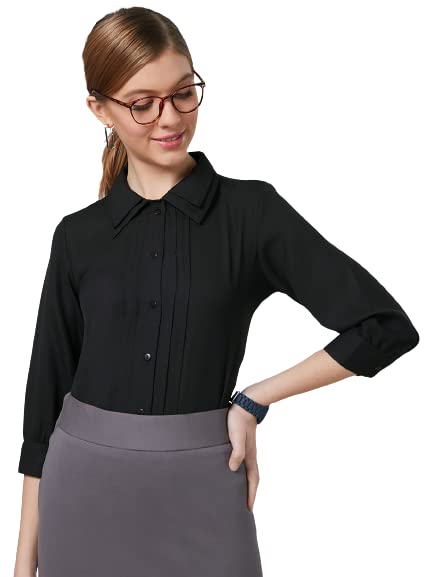 Style Quotient Women Black Smart Formal Shirt