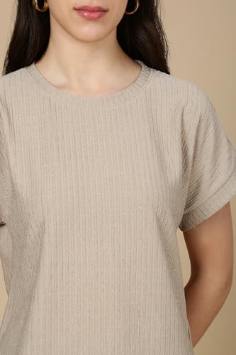 Fyltr WomenS Solid Regular Fit T-Shirt (Fylss25Wkt-1402_Malibu Beige