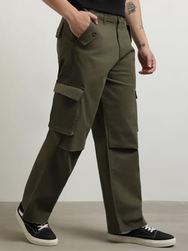 Nobero MenS Loose Casual Pants (1M-Bwcp-R0002_Military Green