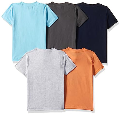 T2F Boys Solid Regular Fit T-Shirt (TSRT5P07_Multicolour