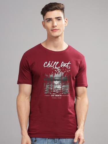 ADRO Mens Nature Graphic Tshirt - Premium Cotton T-Shirt with Stunning Nature Design - Best for Outdoor Enthusiasts Print Maroon