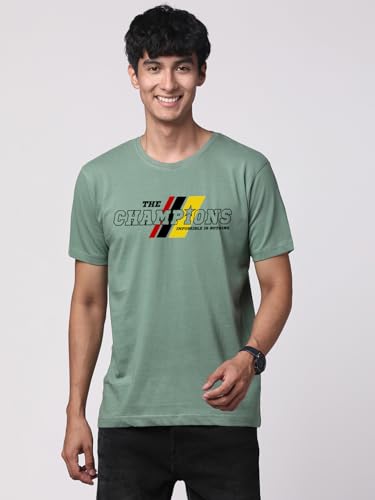 ADRO Men's Graphic Printed 100% Cotton T-Shirt - Regular Fit, Printed T-Shirts for Men (RN24-CMP-PT_Pista)