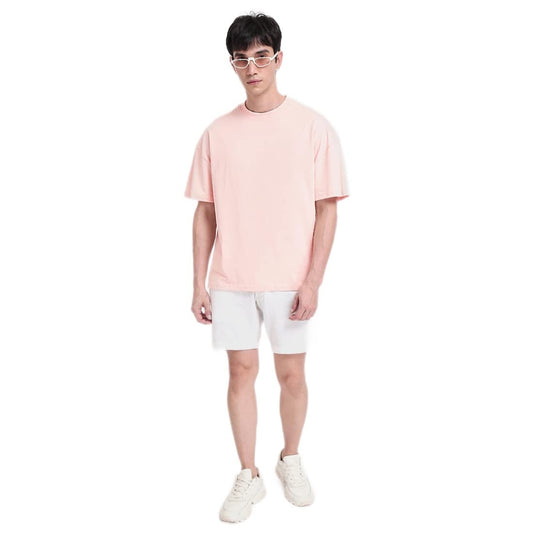 Bewakoof Unisex Solid Baby Pink Half Sleeve Round Neck T-Shirt