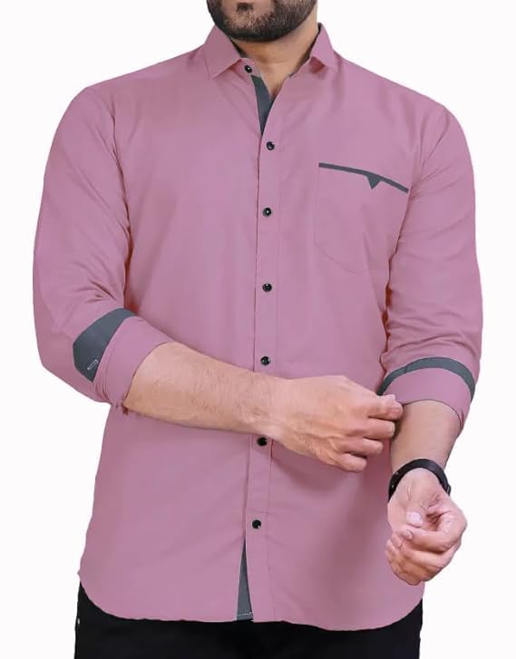 CB-COLEBROOK Mens Regular Fit Solid Soft Touch Cotton Casual Shirt with Pocket Design with Spread Collar & Full Sleeves (Availa