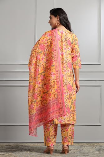 DHRUVI TRENDZ Cotton Blend Kurta Set With Dupatta For Women | Kurta Set For Women | Festive Kurta Set For Women | Regular Fit Kurta