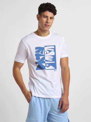 Nobero MenS Cotton T Shirt Half Sleeve Regular Fit Tshirt, Round Neck | Colorful Printed T Shirt For Men White