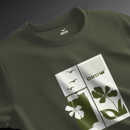 Nobero MenS Cotton Solid Oversized Fit T-Shirt (1M-Twrt-C0693_Olive Green