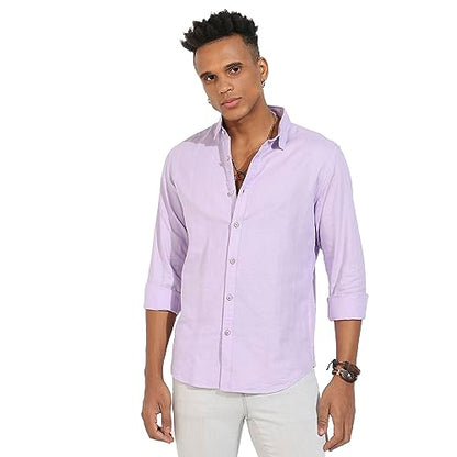 Campus Sutra Mens Regular Fit Shirt (CBSSM23_CSMSSRT5713_Lavender