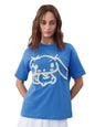 The Souled Store Hello Kitty Cinnamoroll: Women and Girls Short Sleeves Round Neck Blue Cotton Lightweight Streetwear Toweling E