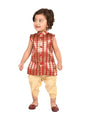 Jbn Creation Infant Boys Maroon And Gold Silk Blend Kurta And Dhoti Set