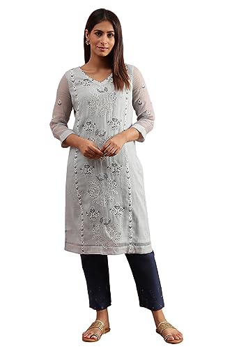 W for Woman Cotton Blend Women's A-Line Flared Kurta