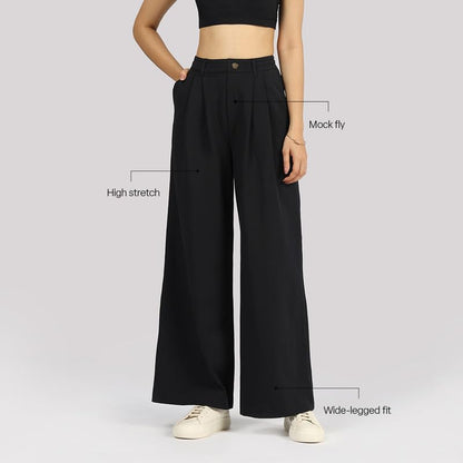 BlissClub AM:PM Korean Tailored Trousers | Mock Fly | Belt Loops | Gold Button | 95% Cotton | CottonFlo Fabric | Breathable