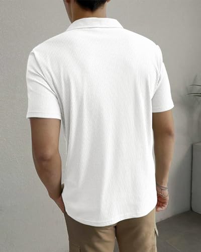 Eyebogler Men Collar Neck Solid Half Sleeve Regular Fit T-Shirt White