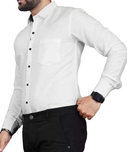 Tee Projekt Premium Plain Cotton Shirt for Men | Cotton Shirt | Casual Shirt | Solid Shirt | Full Sleeves | Formal Shirt (NS-ST1