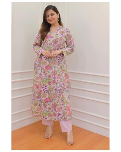 Leriya Fashion Kurta Set For Women  Printed Anarkali Kurta With Pants