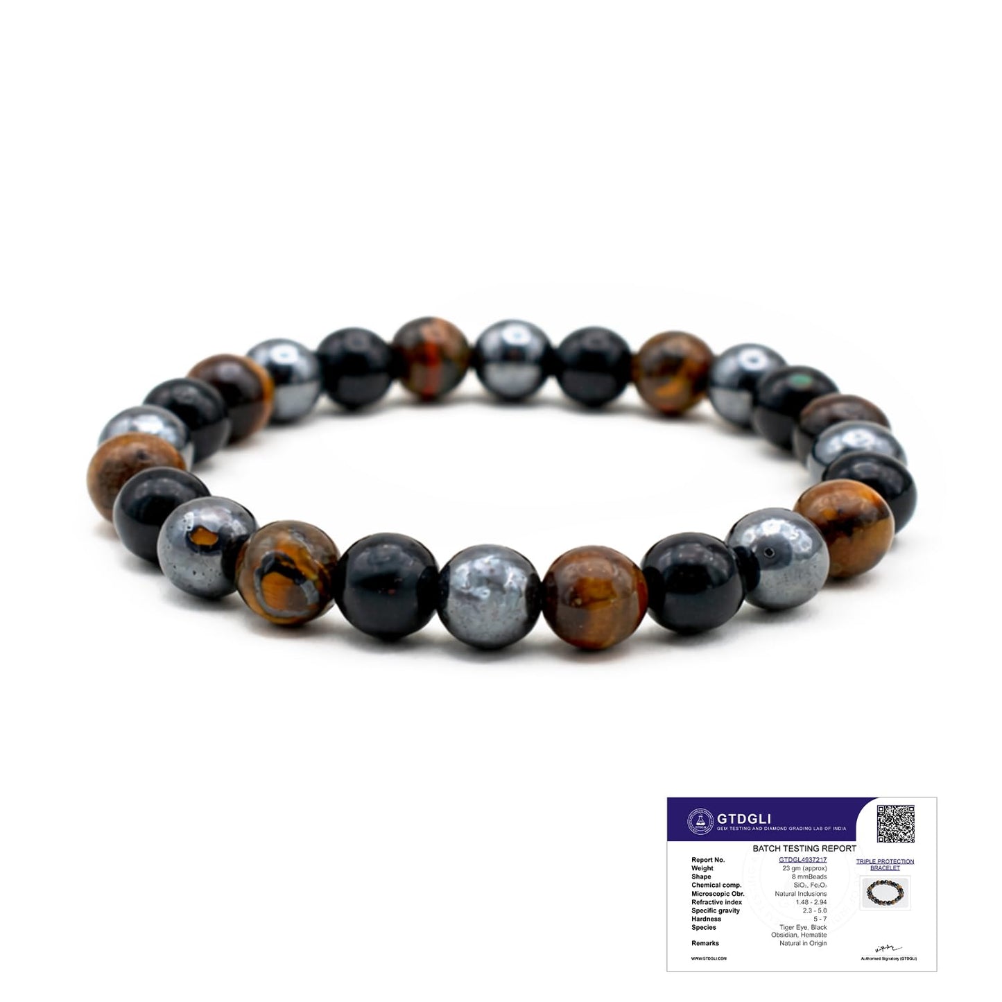 Astrotalk Triple Protection Bracelet | Shields Against Negativity & Enhances Strength | Black Obsidian, Hematite, Tiger Eye | Crystal Bracelet for Women & Men