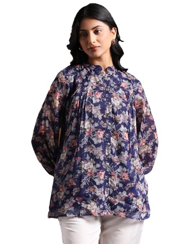 Libas Women's Printed Poly Chiffon A-Line Kurti