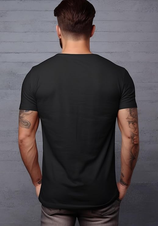 Peppyzone Mens Regular Fit T-Shirt (RT-Trendy 56-60_Black