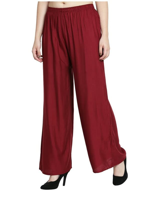 Fashion Gallery WomenS Rayon Relaxed Fit Palazzo Pants With Full Length Pull On Closure And Elasticated Flexible Waist|Palazzo