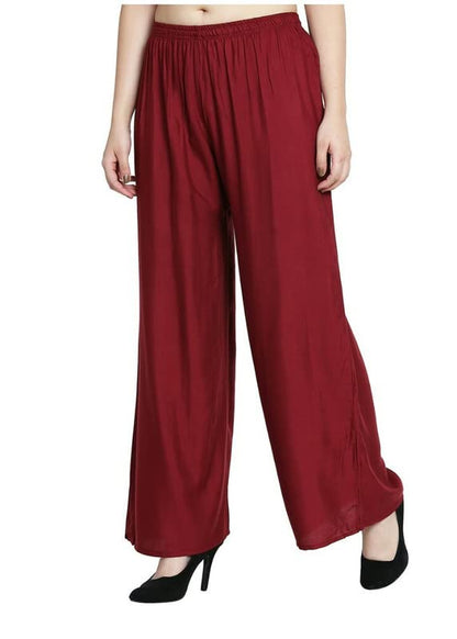Fashion Gallery WomenS Rayon Relaxed Fit Palazzo Pants With Full Length Pull On Closure And Elasticated Flexible Waist|Palazzo