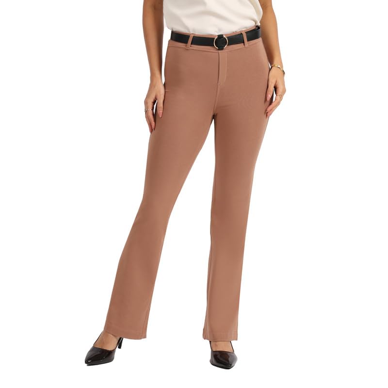 BlissClub AM:PM Air Flare Trousers Cotton for Women Above 55 ft Tall | Bootcut Trousers and Formal Pants for Women Office wear