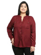 Style Quotient Women Maroon Solid Plus Size Shirts
