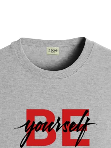 ADRO Men's Solid Regular Fit T-Shirt (RN24-BYO-GR_Grey